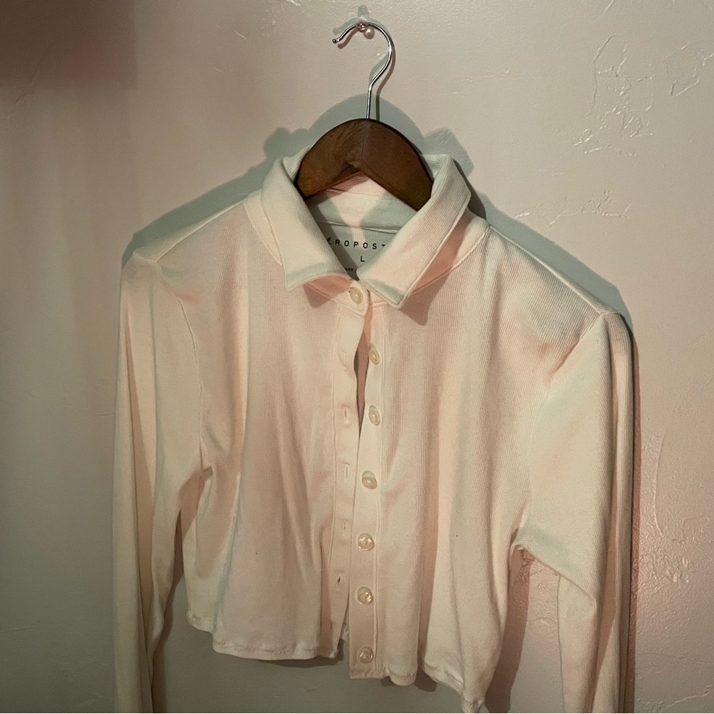 cropped button up